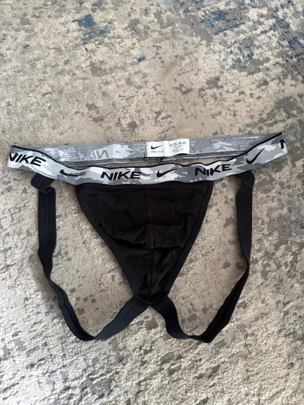 Nike Black Jockstrap with Grey Branded Waistband